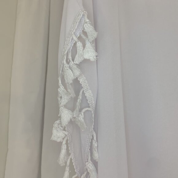 White Sheer Tassel Trim Cover-Up NWOT - Picture 7 of 8